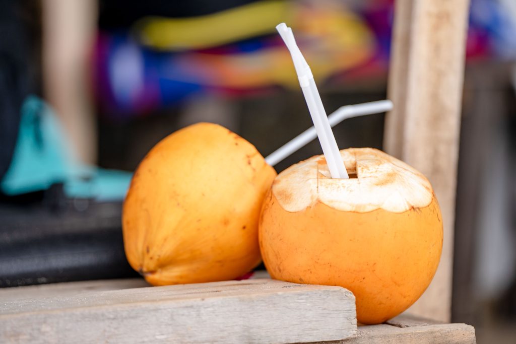 fresh green coconut water for safe travel drinks in thailand
