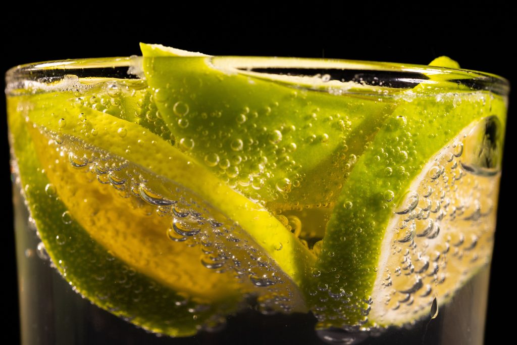 Macro close up of fresh green lime slices with no human figures