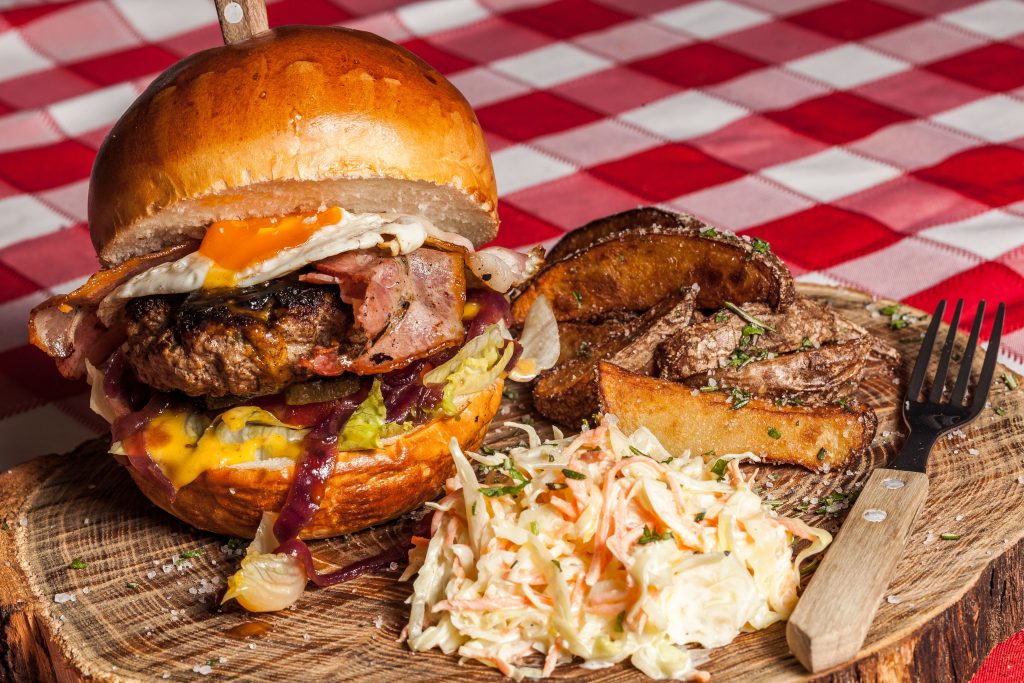 Classic New Jersey diner burger with fries near MetLife Stadium