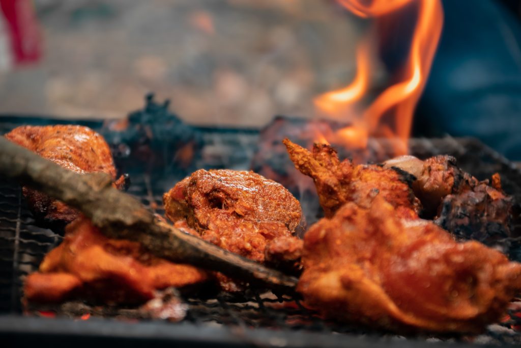Traditional Jamaican jerk chicken with rice from a local Miami Gardens cafe